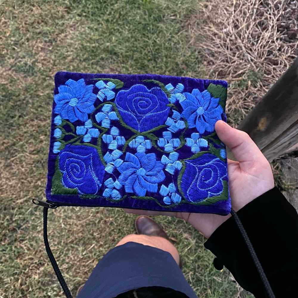 Embroidered Blue Bag
